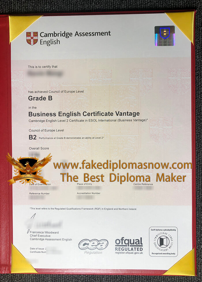 Cambridge B2 Business Vantage certificate