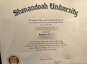 Shenandoah University diploma certificate