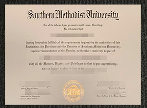 Southern Methodist University diploma certificate