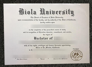 Biola University diploma certificate