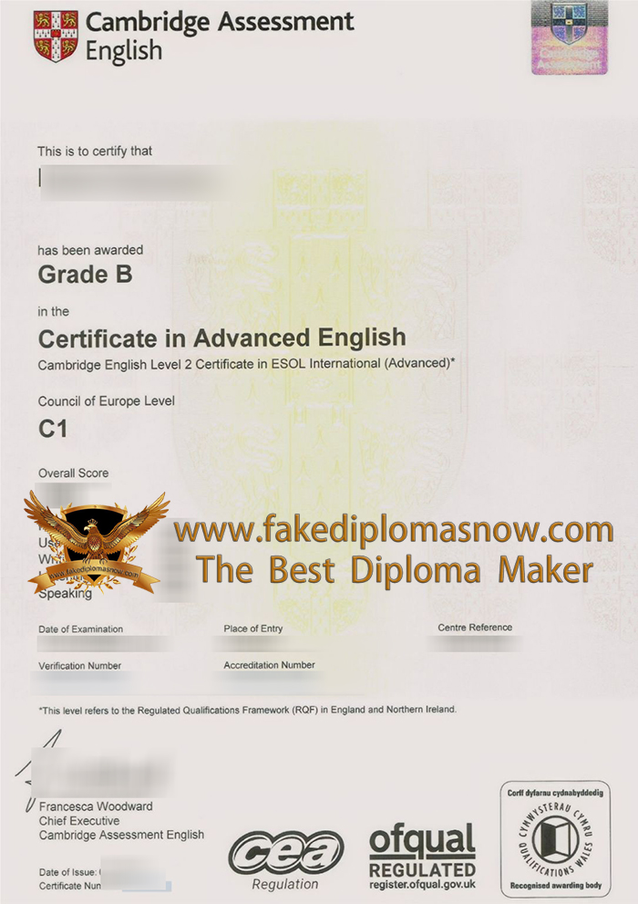 Cambridge CAE certificate