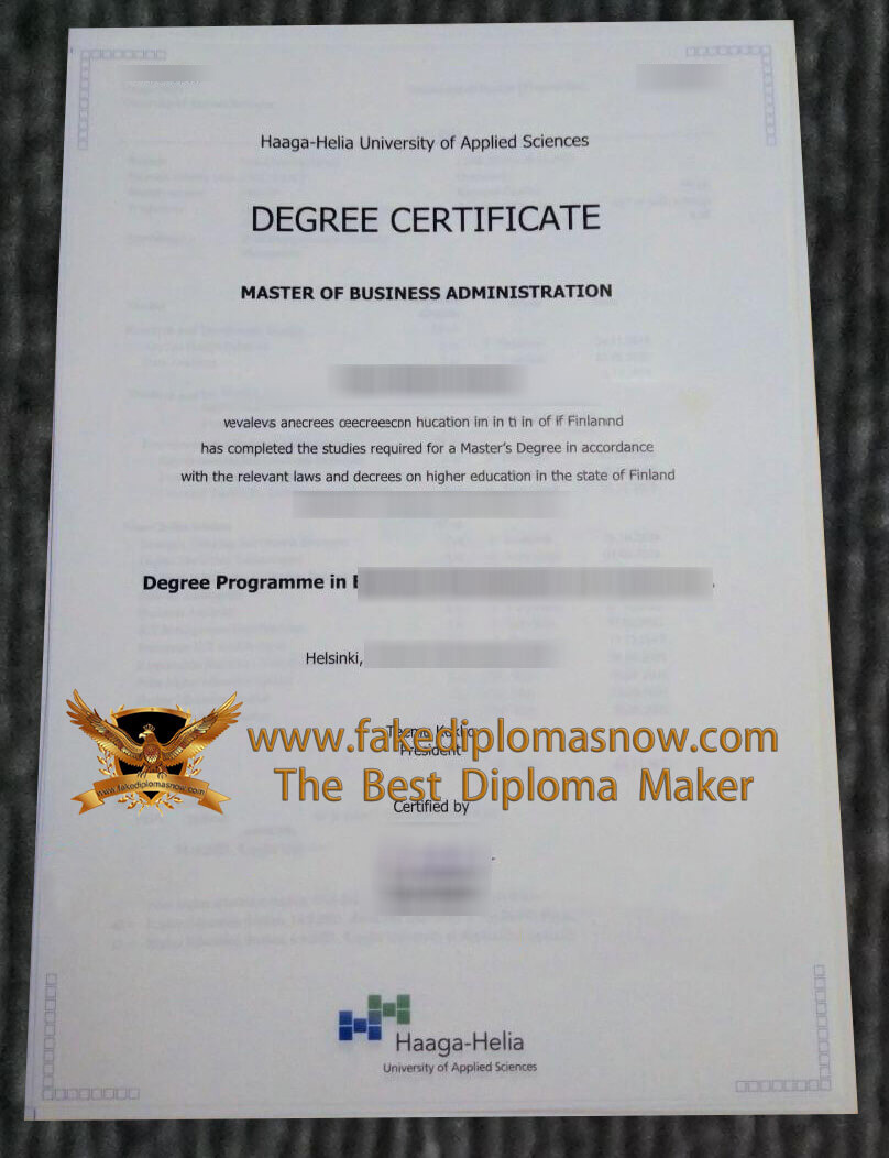 Haaga-Helia University of Applied Sciences degree certificate Haaga-Helia University of Applied Sciences degree certificate