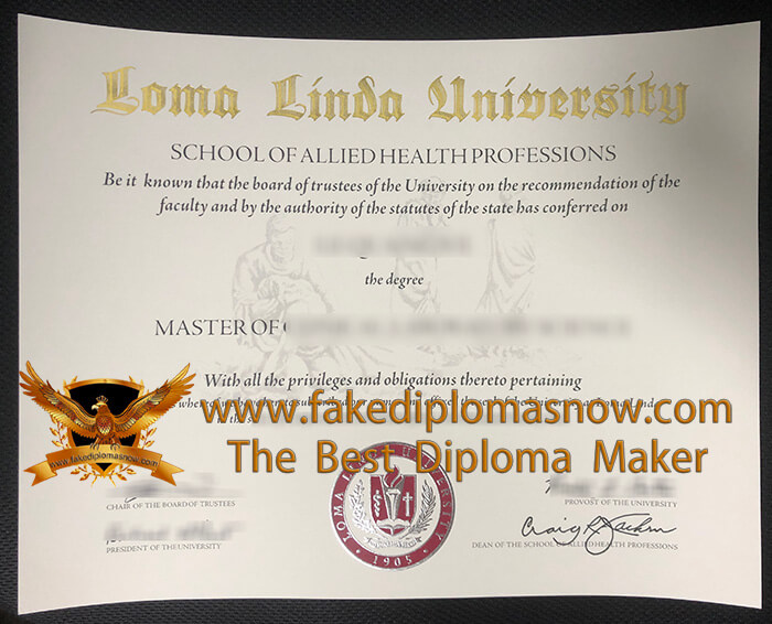 LLU diploma, Loma Linda University degree 