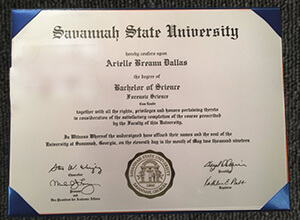 Savannah State University diploma certificate