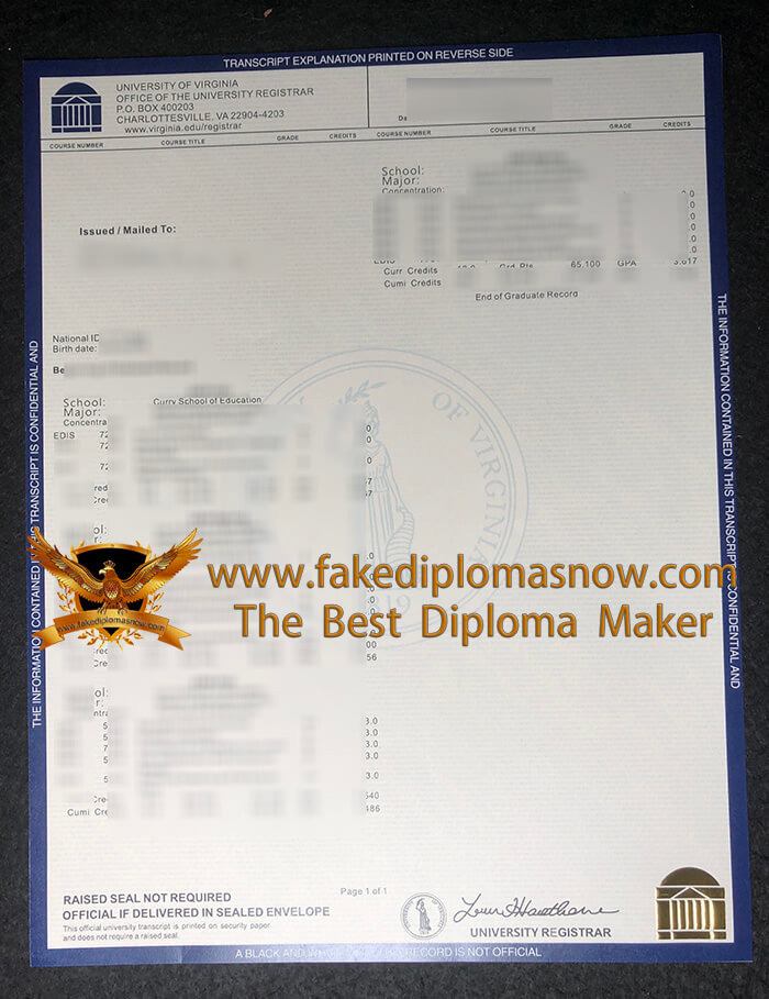 University of Virginia transcript University of Virginia transcript