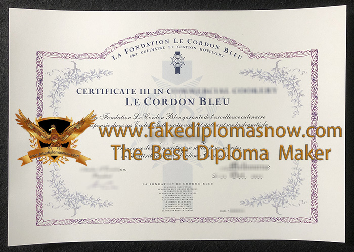 Le Cordon Bleu certificate Le Cordon Bleu certificate