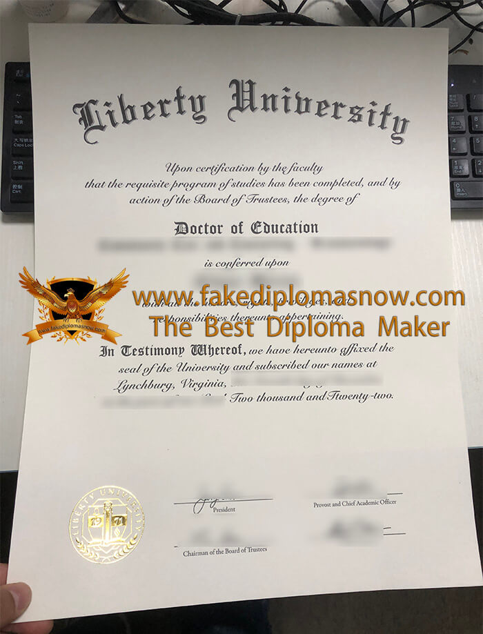 Liberty University Doctor of Education fake degree certificate