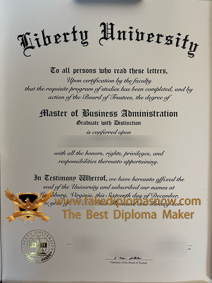 Liberty University MBA diploma