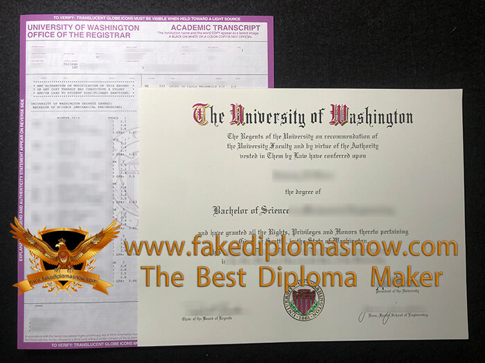 UW diploma, Washington degree, University of Washington fake degree certificate with transcript University of Washington fake degree certificate with transcript