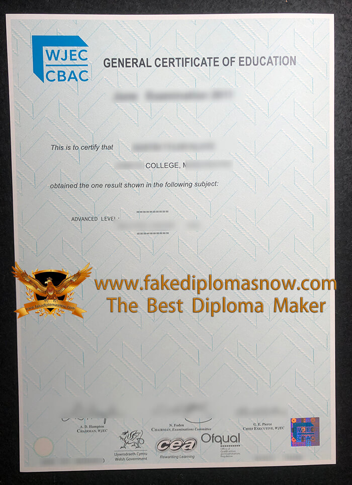 WJEC CBAC GCE A Level certificate WJEC CBAC GCE A Level certificate