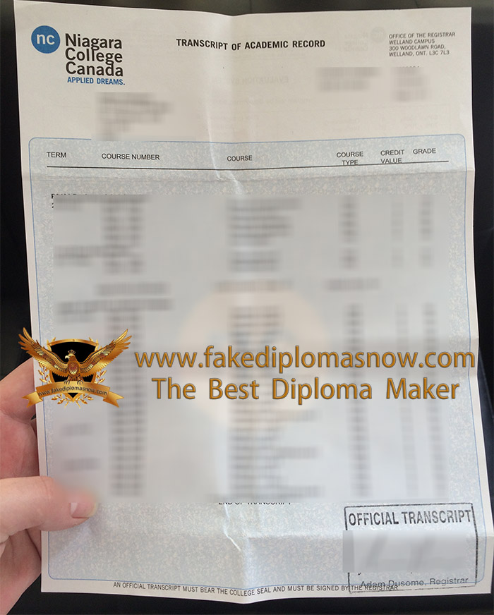 Niagara College transcript Niagara College transcript