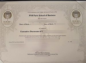 PSB Paris School of Business diploma certifiate