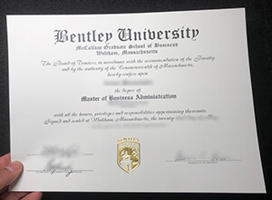 Bentley University Diploma Certificate