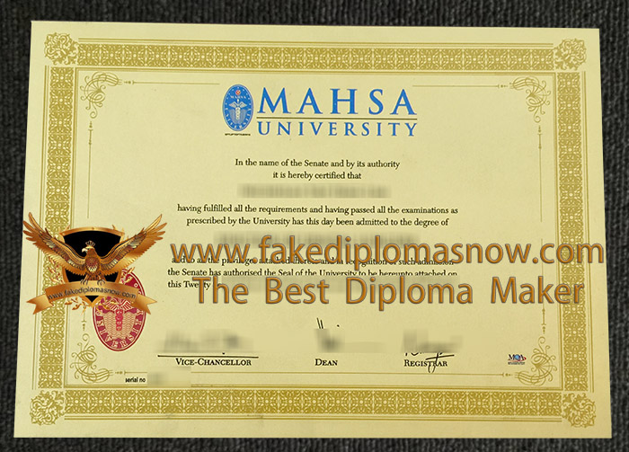 MAHSA University diploma