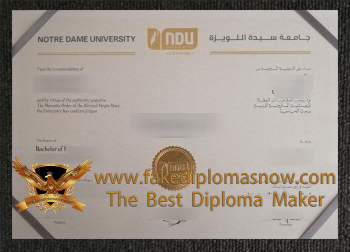 Notre Dame University–Louaize diploma certificate Notre Dame University–Louaize diploma certificate