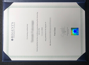 Regent's University London degree certificate