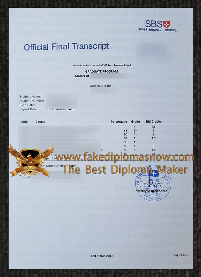 SBS Swiss Business School transcript SBS Swiss Business School transcript