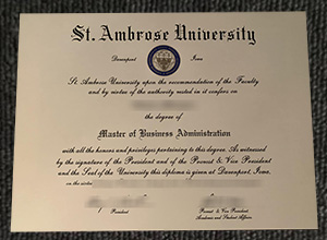 St. Ambrose University diploma certificate