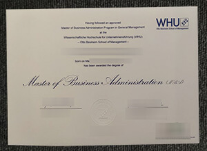 WHU – Otto Beisheim School of Management MBA degree certificate