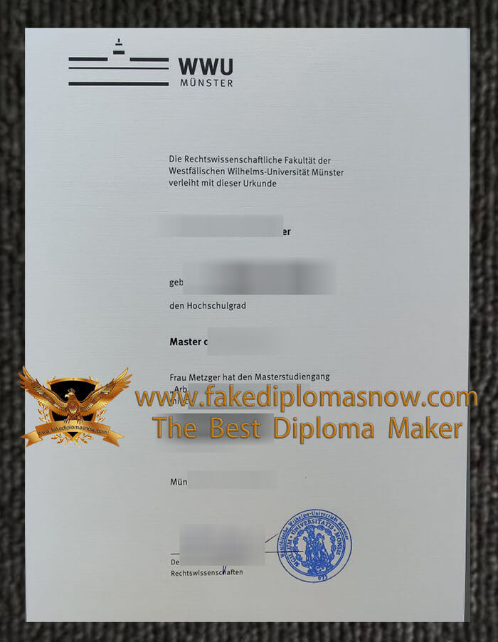 Westfälische Wilhelms-Universität Münster diploma, WWU Urkunde Westfälische Wilhelms-Universität Münster diploma, WWU Urkunde