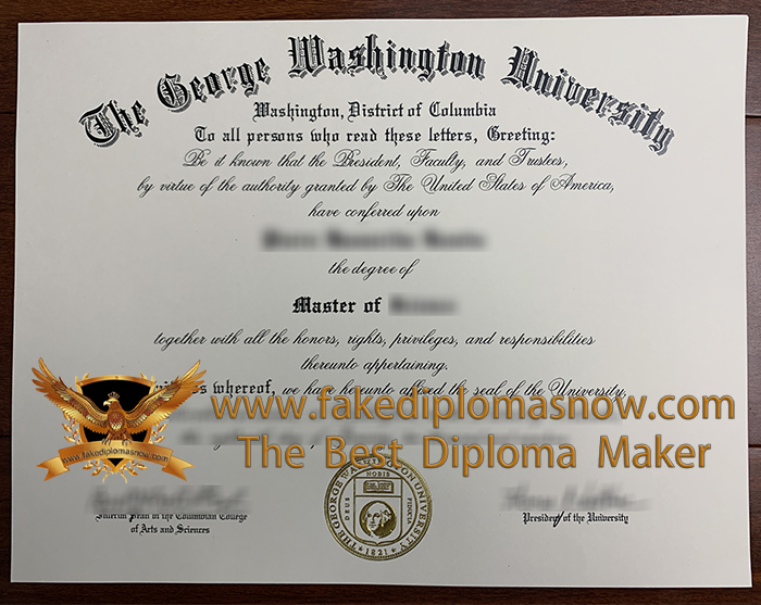 GWU degree certificate