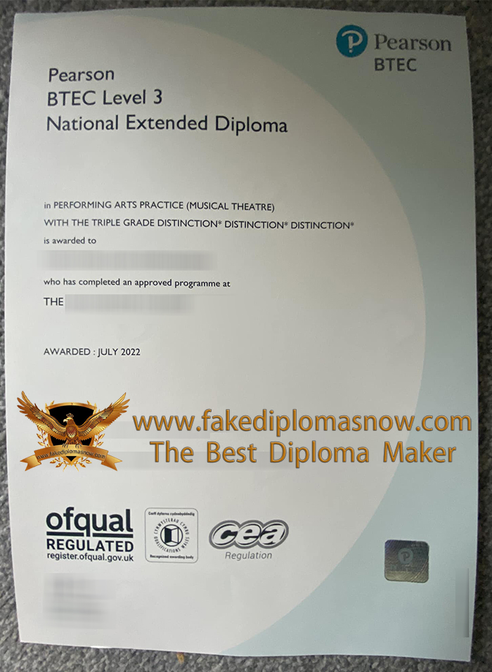 Pearson BTEC Level 3 National Extended Fake Diploma