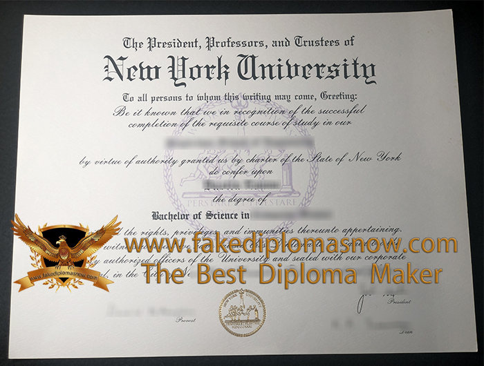 New York University Diploma certificate