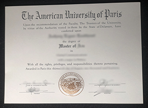 American University of Paris diploma certificate