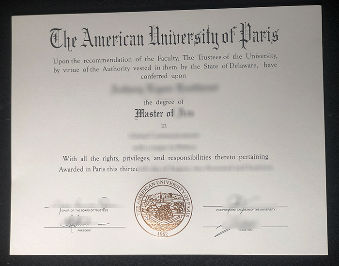 American University of Paris diploma American University of Paris diploma