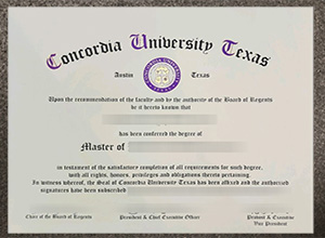 Concordia University Texas diploma certificate