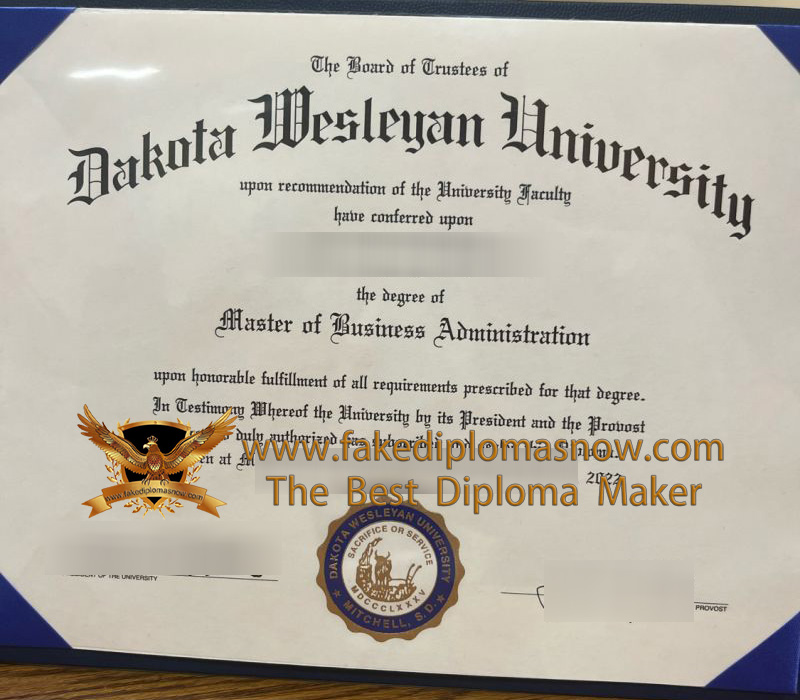 Dakota Wesleyan University (DWU) diploma