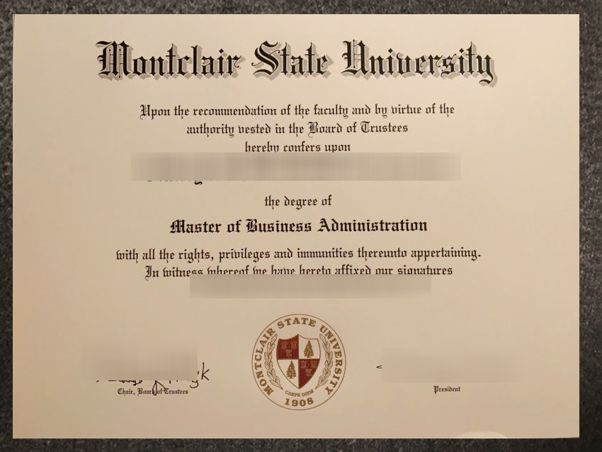 Montclair State University diploma