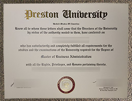 Preston University (United States) diploma