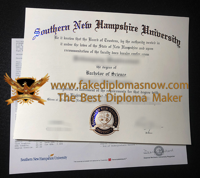 SNHU diploma with transcript