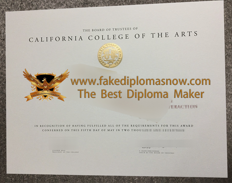 California College of the Arts (CCA) degree certificate