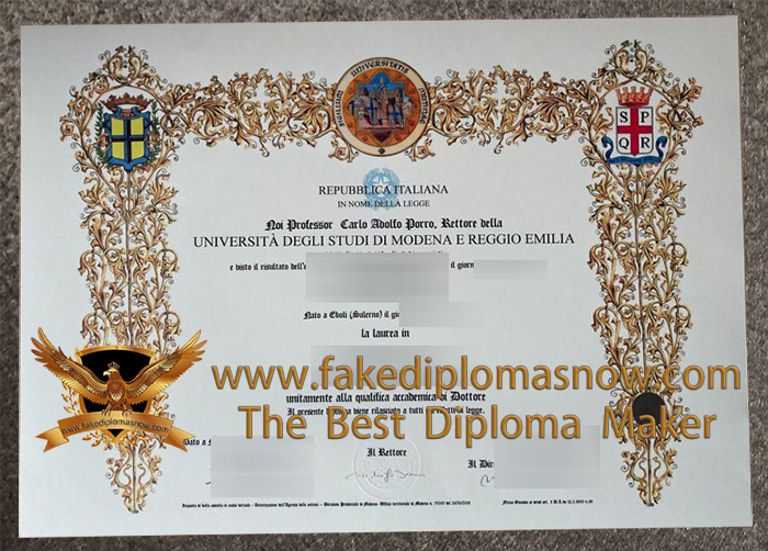 University of Modena and Reggio Emilia Degree Certificate