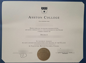 Ashton College diploma certificate