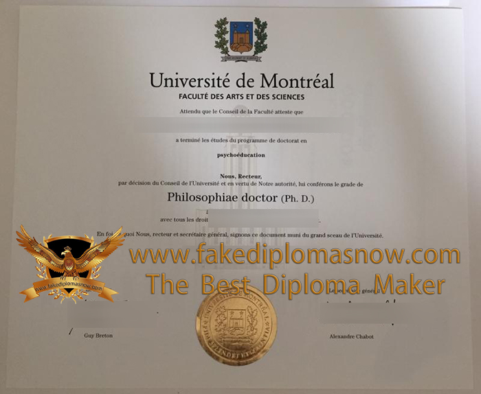 Faculté des arts et des sciences de l'Université de Montréal Doctor of Philosoph degree
