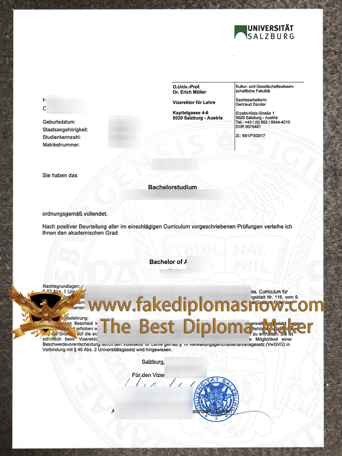 Universität Salzburg Diploma