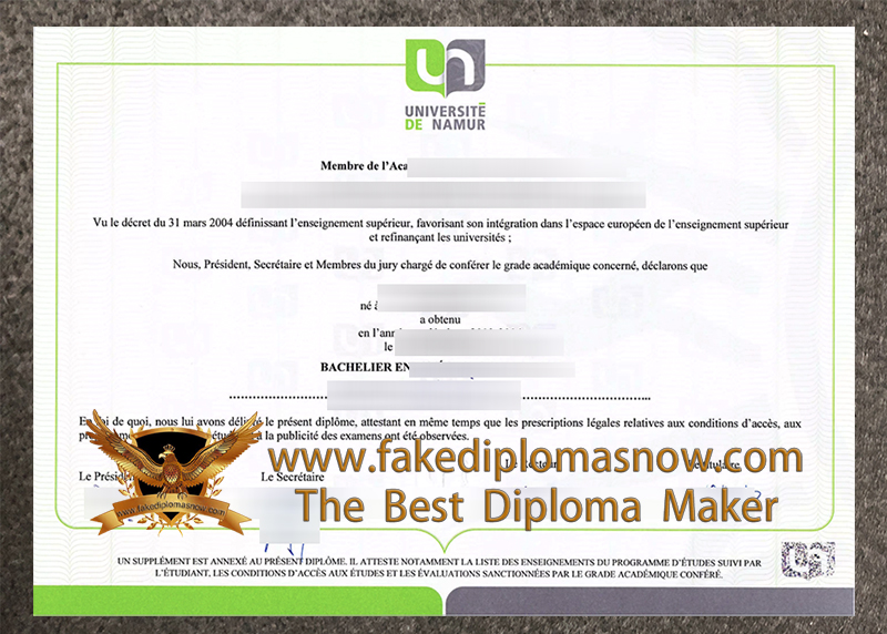 Université de Namur diploma Université de Namur diploma