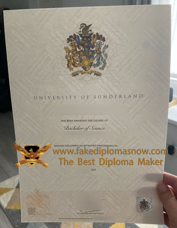 University of Sunderland degree with watermark