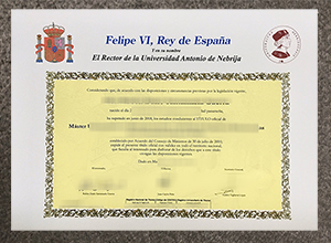 Universidad Antonio de Nebrija diploma sample