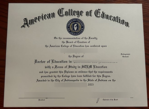 American College of Education diploma certificate