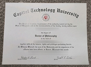 Capitol Technology University diploma certificate