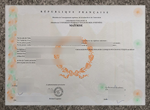 Université Toulouse II Master Diploma Certificate