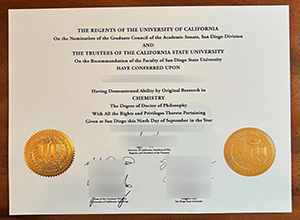 UCSD and SDSU diploma certificate