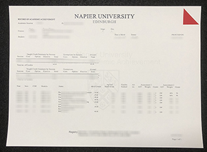 Edinburgh Napier University transcript