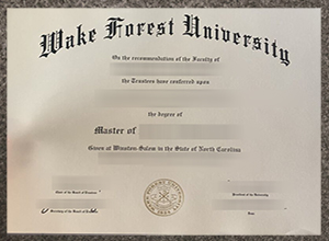 Wake Forest University diploma certificate