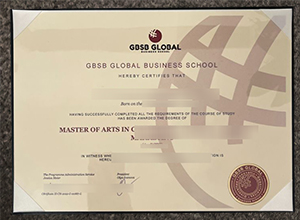 GBSB Global Business School degree certificate