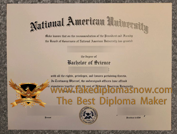 National American University diploma certificate